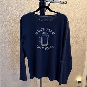Life Is Good Navy Long Sleeve Tee says what’s wrong with this Pitcher. Size L